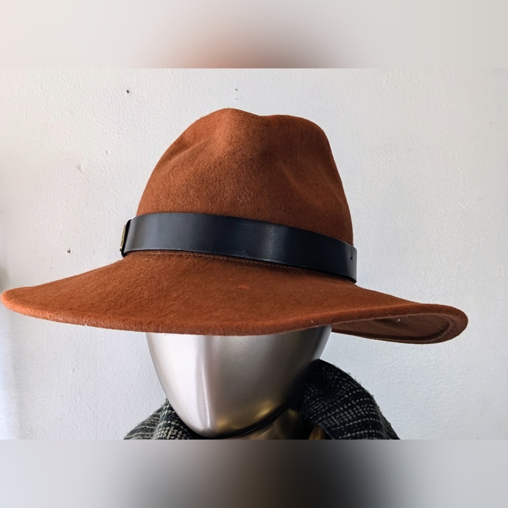 All Saints logo wool felt fedora hat in rust
